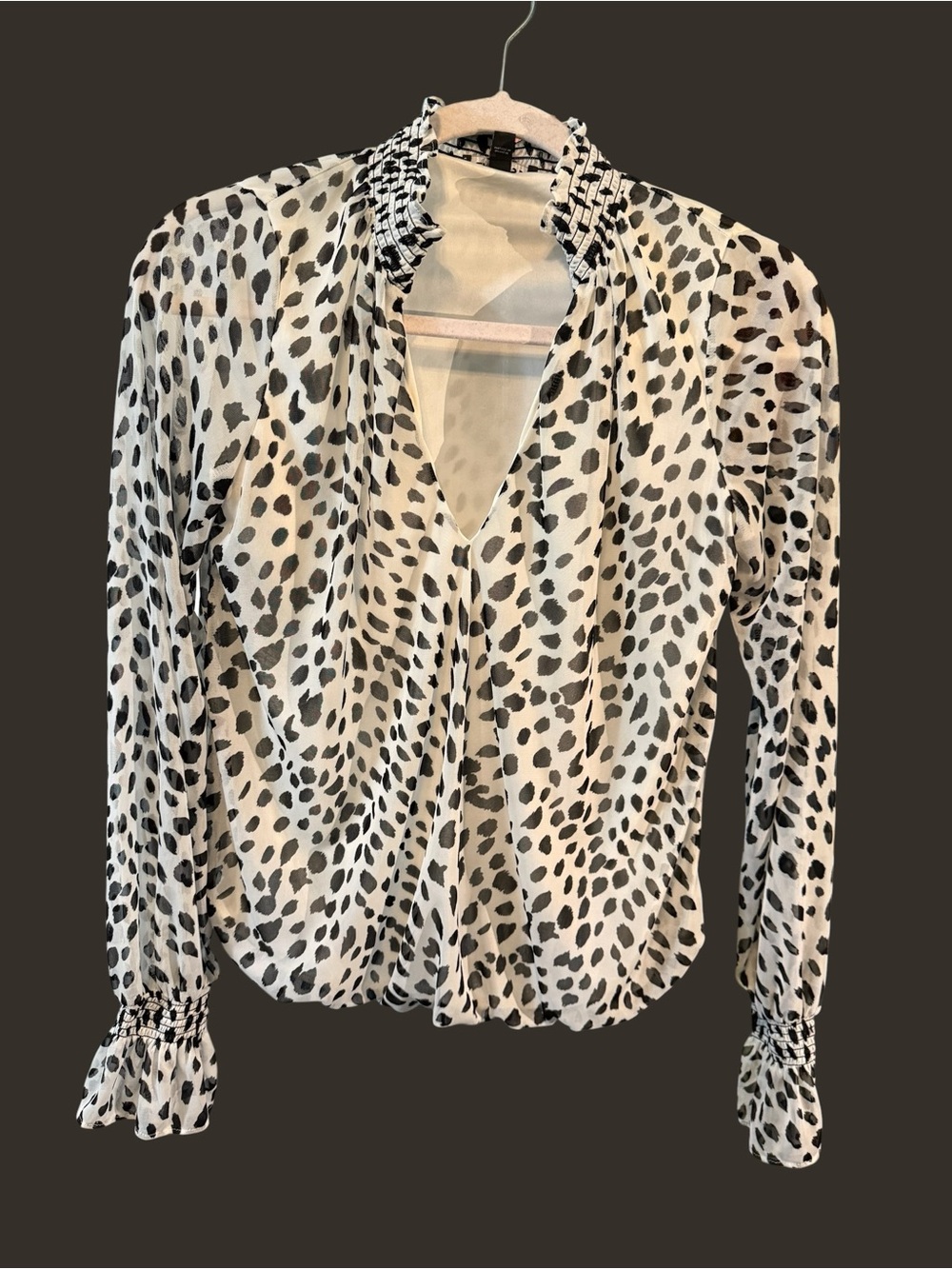 Express V-Neck Blouse sheer sleeves